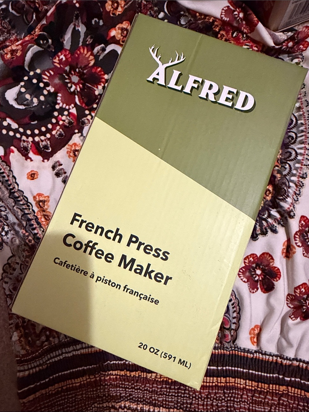 Alfred Olive and Light Green French Press Coffee Maker